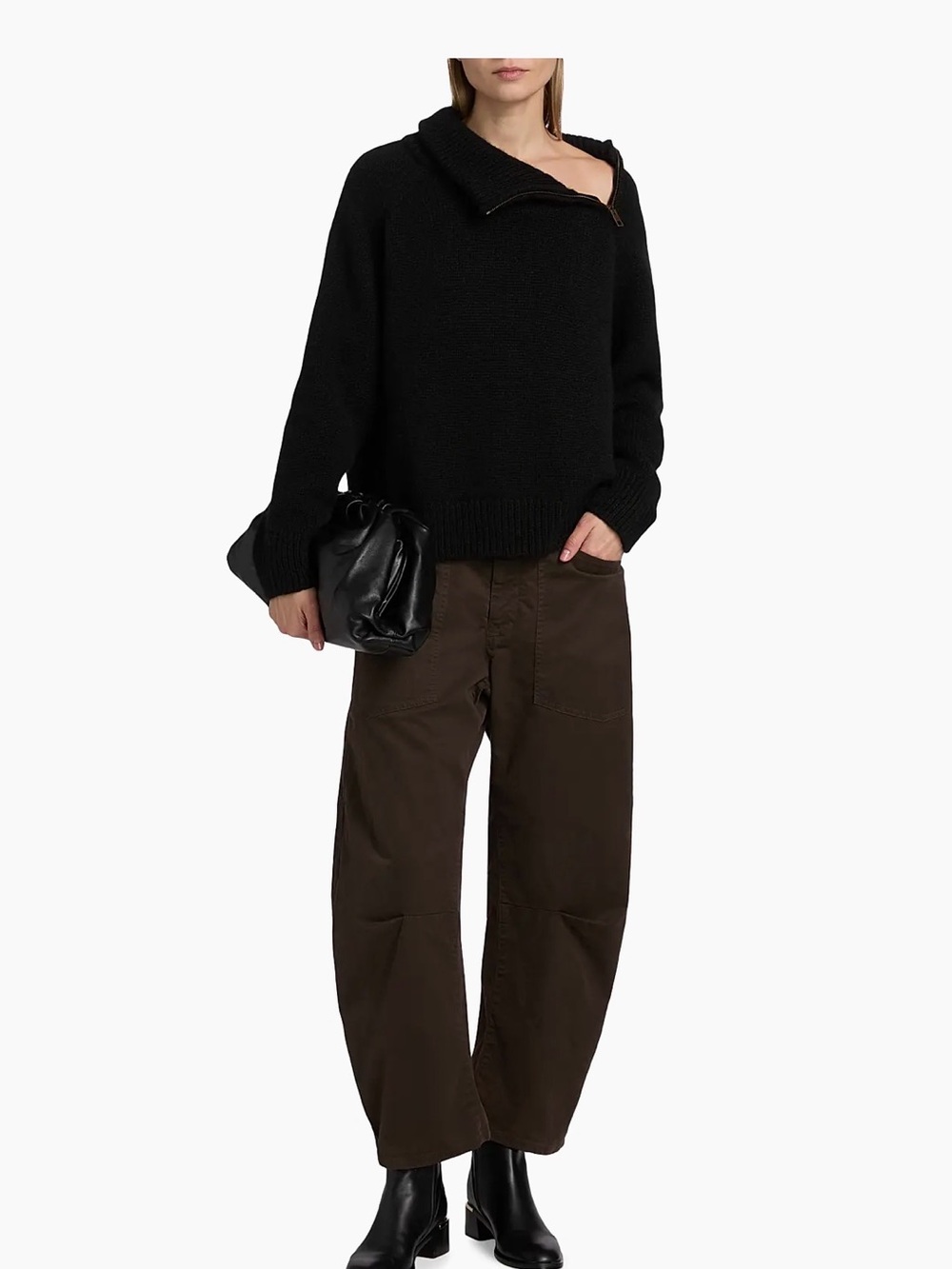 Nili Lotan Shon Pant Cropped 4  chocolate  Barrel NWT